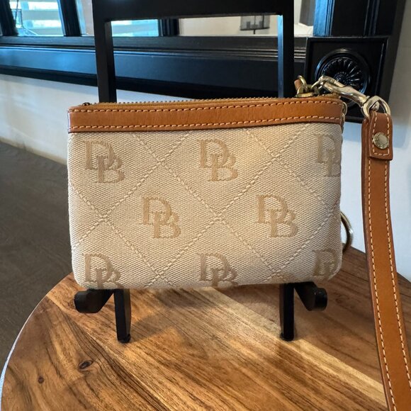 Dooney & Bourke DB Monogram Canvas & Leather Wristlet — Vintage Chic - Picture 2 of 6